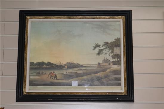 After Thomas & William Daniell, four modern coloured re-prints, views of India, 49 x 64cm